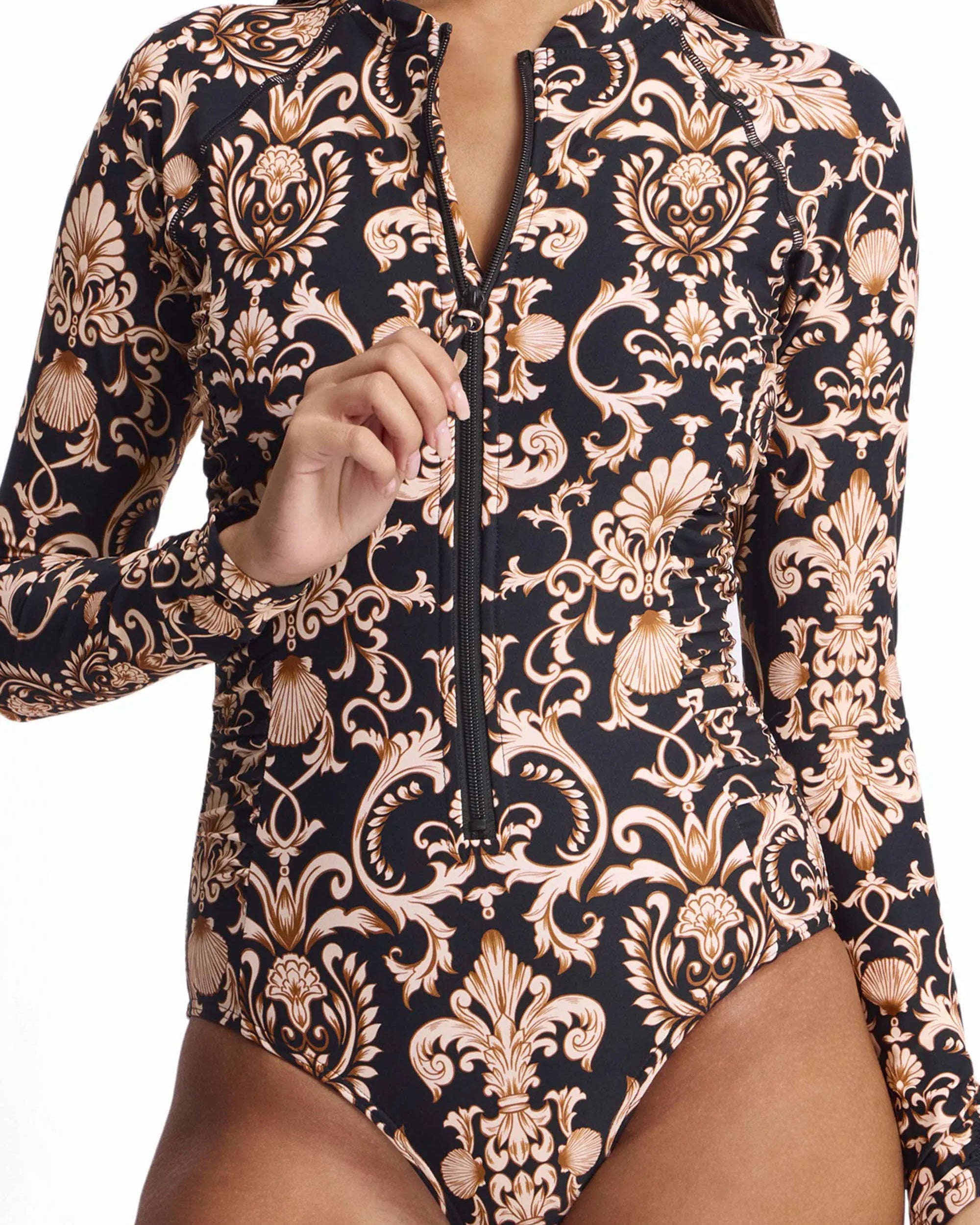 Sunseeker Sunseeker Shell City Gathered Mastectomy Surfer One Piece - Black Sunseeker Basix DD/E Underwire Singlet - Black | Australia Splash Swimwear One Piece Swimwear