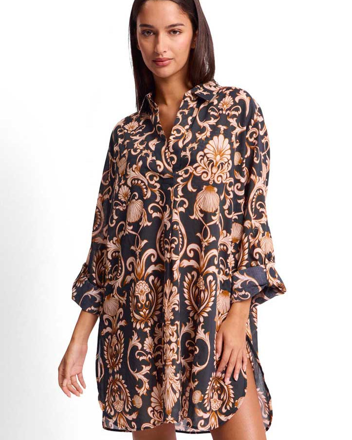 Sunseeker Sunseeker Shell City Painters Shirt - Black* Sunseeker Shell City Painters Shirt - Black* Splash Swimwear Kaftans & Cover Ups