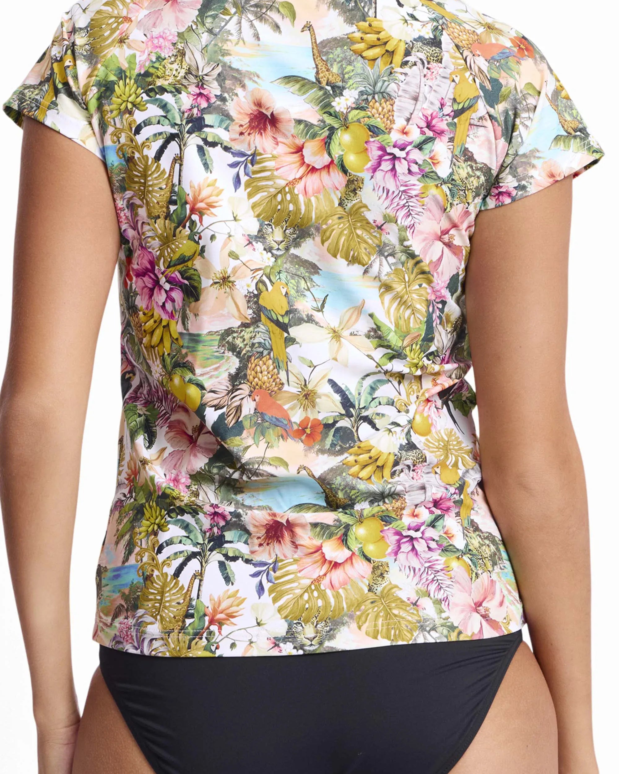 Sunseeker Sunseeker White Lotus Short Sleeve Mastectomy Rashie - White Sunseeker White Lotus Short Sleeve Mastectomy Rashie - White Splash Swimwear