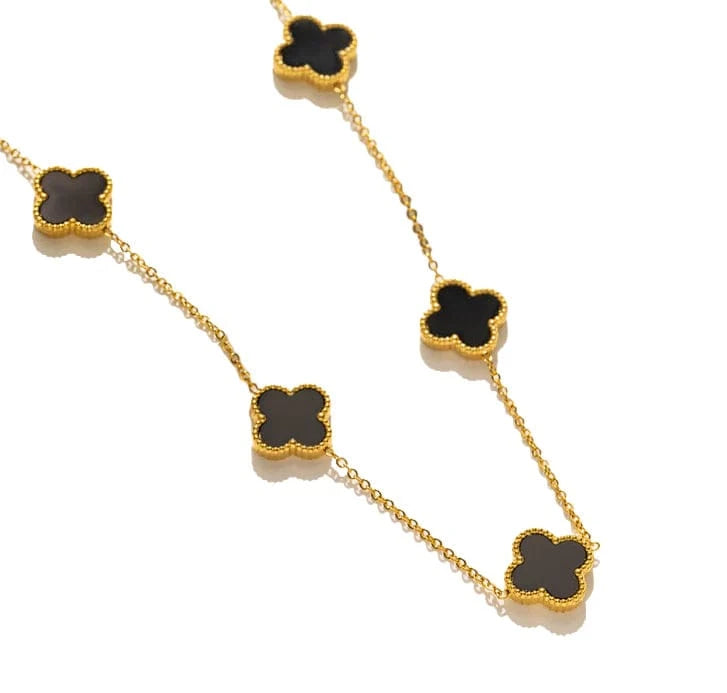 Susan Rose Stainless Steel 5 Clover Necklace - Black SSN74BLK Stainless Steel 5 Clover Necklace - Black Splash Swimwear Jewellery