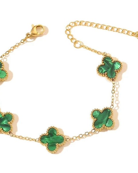 Susan Rose Stainless Steel Clover Bracelet - Green SSB60GRN Stainless Steel Clover Bracelet - Green Splash Swimwear Jewellery