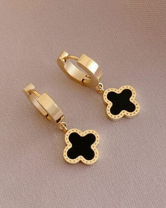 Susan Rose Stainless Steel Clover Gold Huggy - Black SSE10GBLK Stainless Steel Clover Gold Huggy - Black Splash Swimwear Jewellery