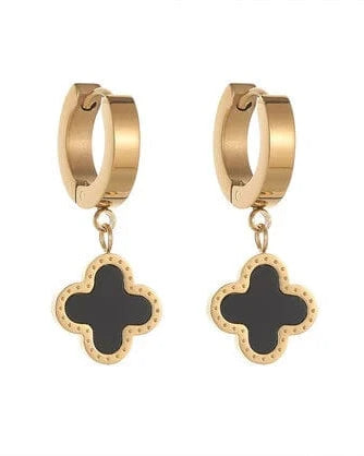 Susan Rose Stainless Steel Clover Gold Huggy - Black SSE10GBLK Stainless Steel Clover Gold Huggy - Black Splash Swimwear Jewellery