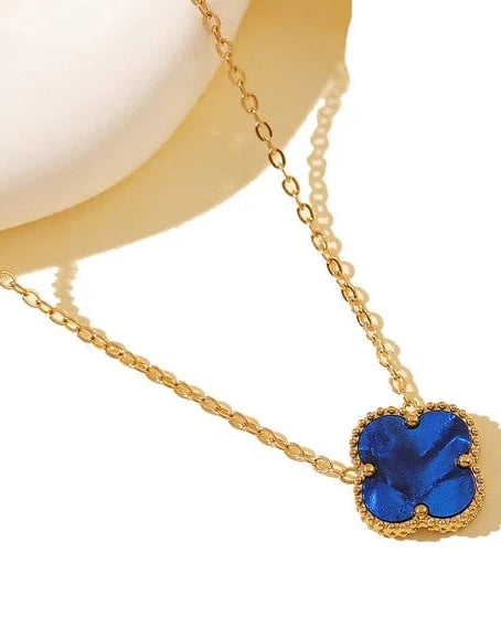 Susan Rose Stainless Steel Clover Necklace - Blue SSN70NBLU Stainless Steel Clover Necklace - Blue Splash Swimwear Jewellery