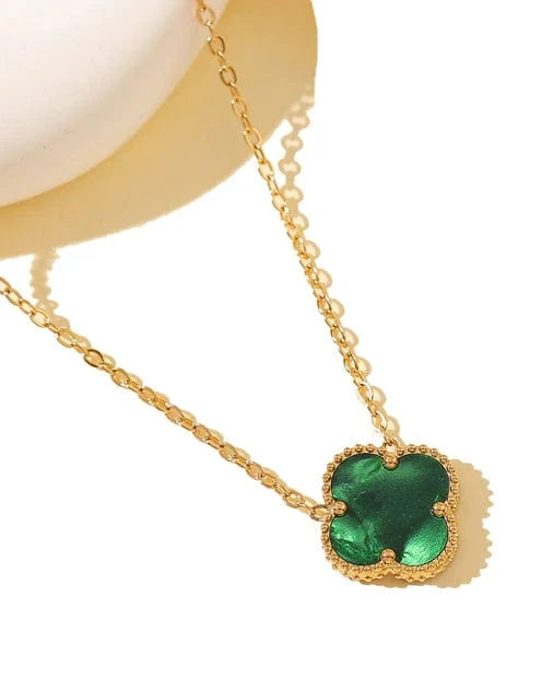 Susan Rose Stainless Steel Clover Necklace - Green SSN70GRN Stainless Steel Clover Necklace - Green Splash Swimwear Jewellery