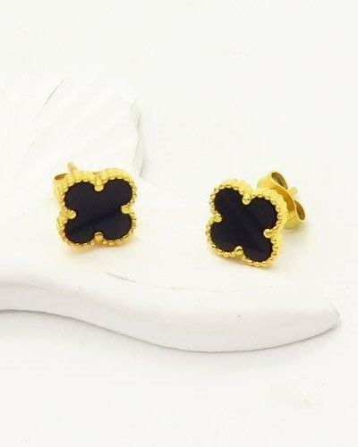 Susan Rose Stainless Steel Clover Stud - Black SSE80BLK Stainless Steel Clover Stud - Black Splash Swimwear Jewellery 500122