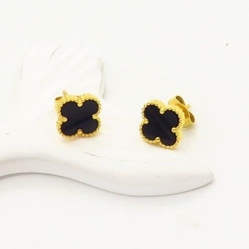 Susan Rose Stainless Steel Clover Stud - Black SSE80BLK Stainless Steel Clover Stud - Black Splash Swimwear Jewellery 500122