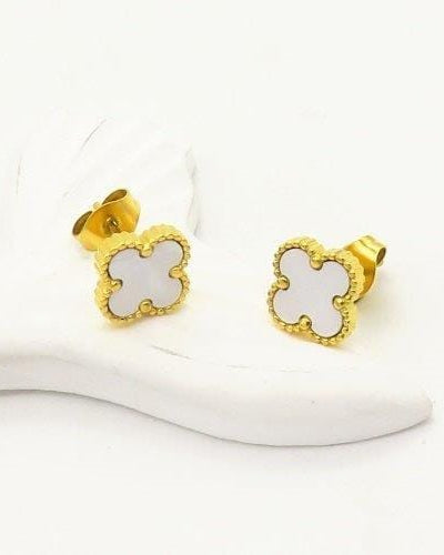 Susan Rose Stainless Steel Clover Stud - White SSE80WHT Stainless Steel Clover Stud - White Splash Swimwear Jewellery 500102