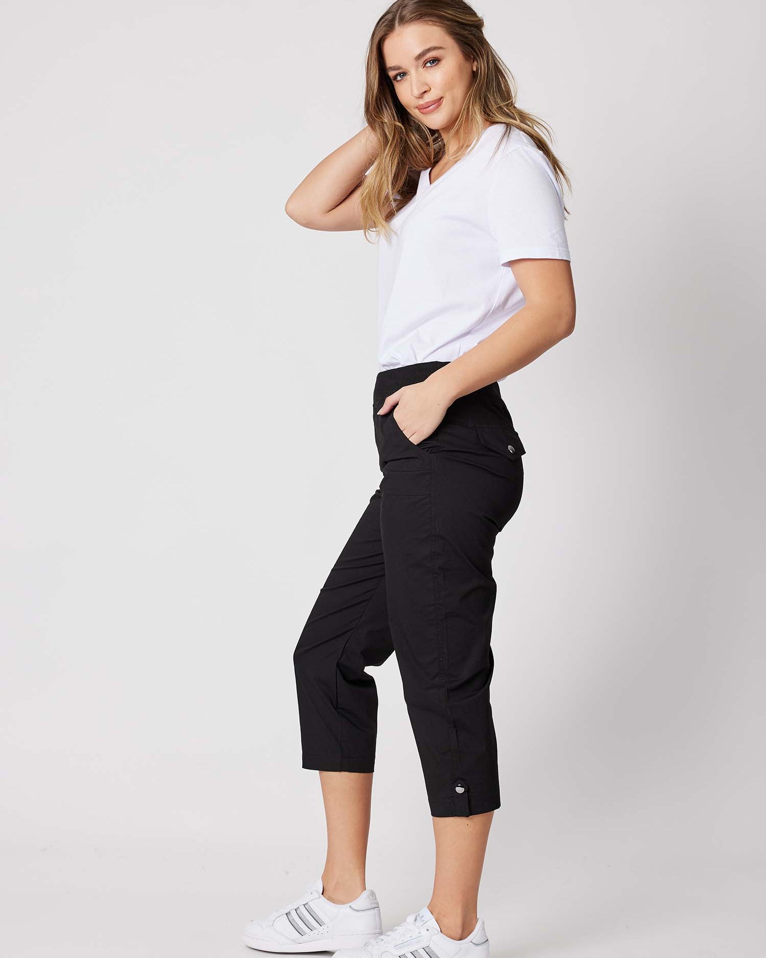 Threadz Pants Santorini Cotton Crop Pant Threadz Santorini Cotton Pull On Shorts