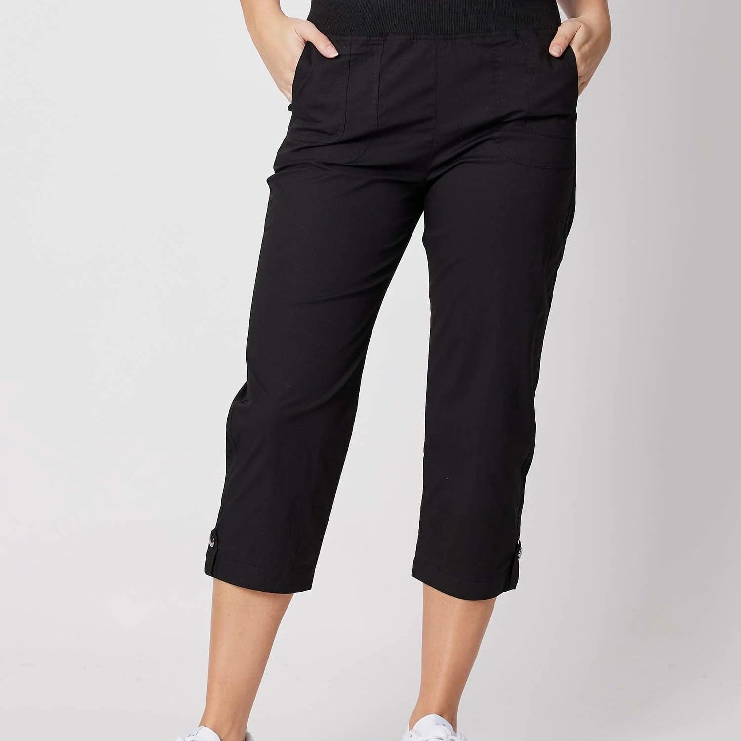 Threadz Pants 43104 Black / XS Santorini Cotton Crop Pant Threadz Santorini Cotton Pull On Shorts