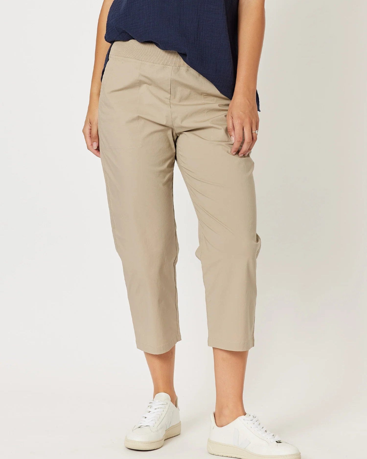 Threadz Santorini Cotton Crop Pant 43104 Threadz Santorini Cotton Pull On Shorts Splash Swimwear Pants Natural / XS 1000020483