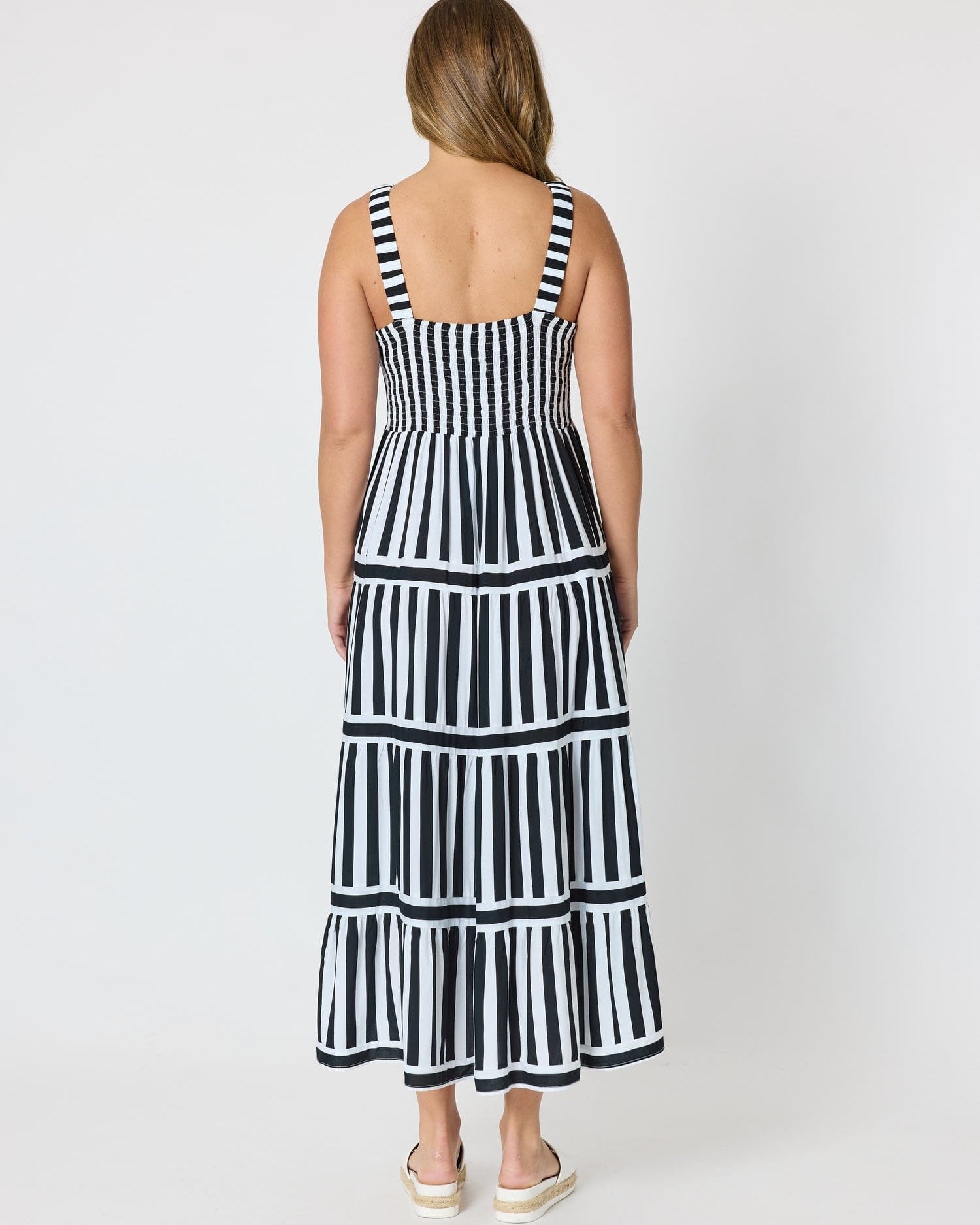 Threadz Threadz Bianca Stripe Print Sundress - Black/White Threadz Bianca Stripe Print Sundress - Black/White Splash Swimwear Womens Clothing