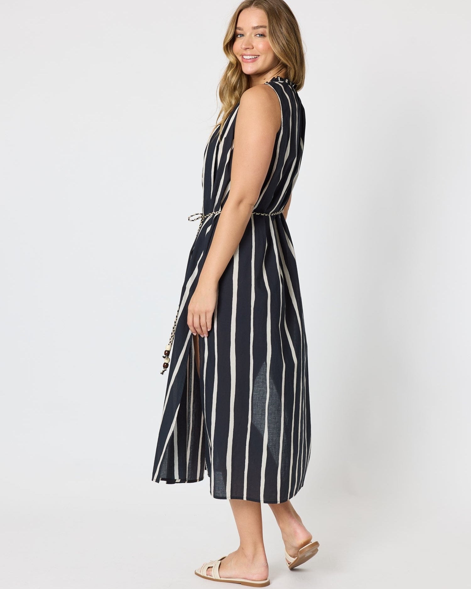 Threadz Threadz Sunset Safari Sleeveless Stripe Print Dress - Black/Ivory Threadz Sunset Safari Sleeveless Stripe Print Dress - Black/Ivory Splash Swimwear Dresses