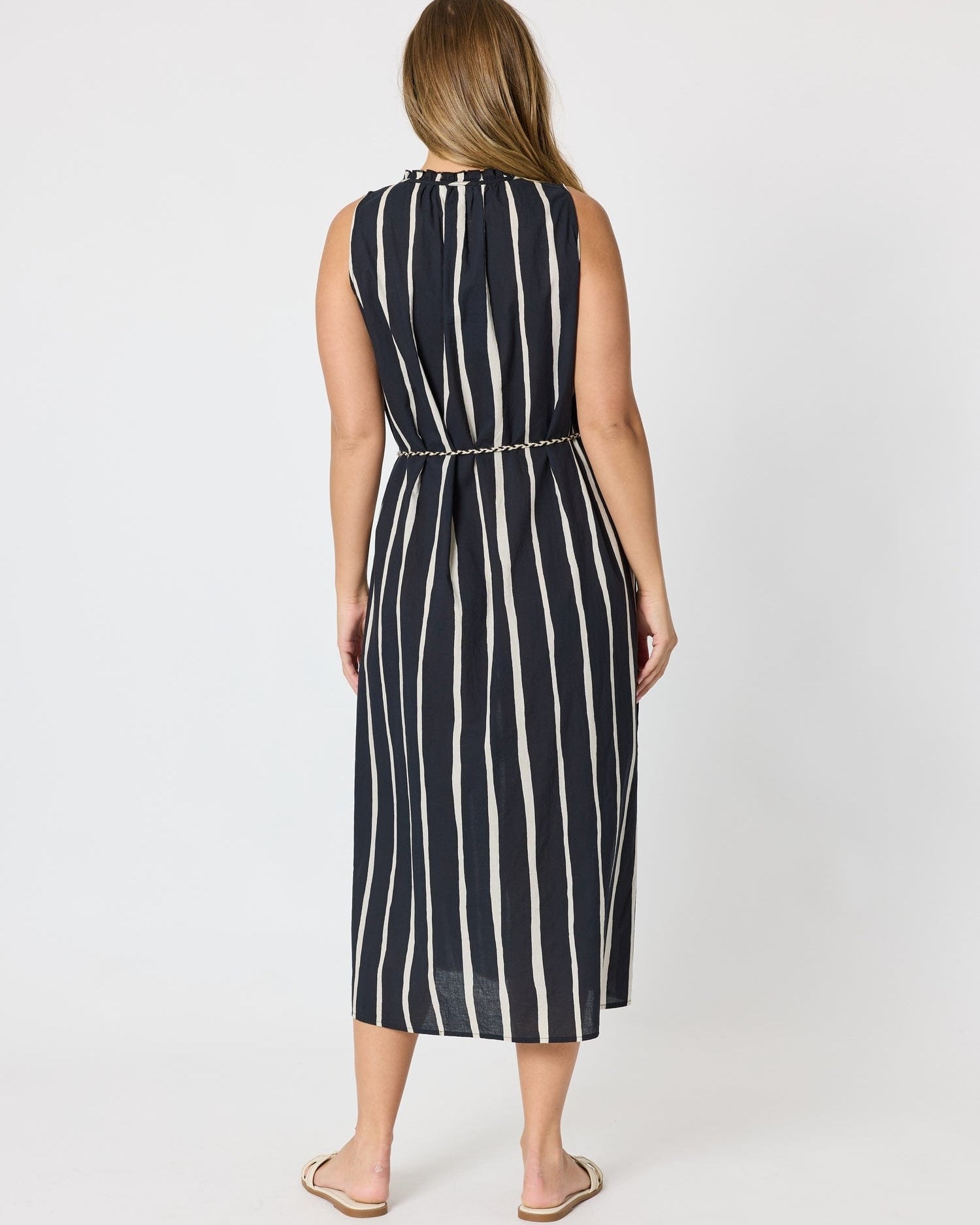 Threadz Threadz Sunset Safari Sleeveless Stripe Print Dress - Black/Ivory Threadz Sunset Safari Sleeveless Stripe Print Dress - Black/Ivory Splash Swimwear Dresses