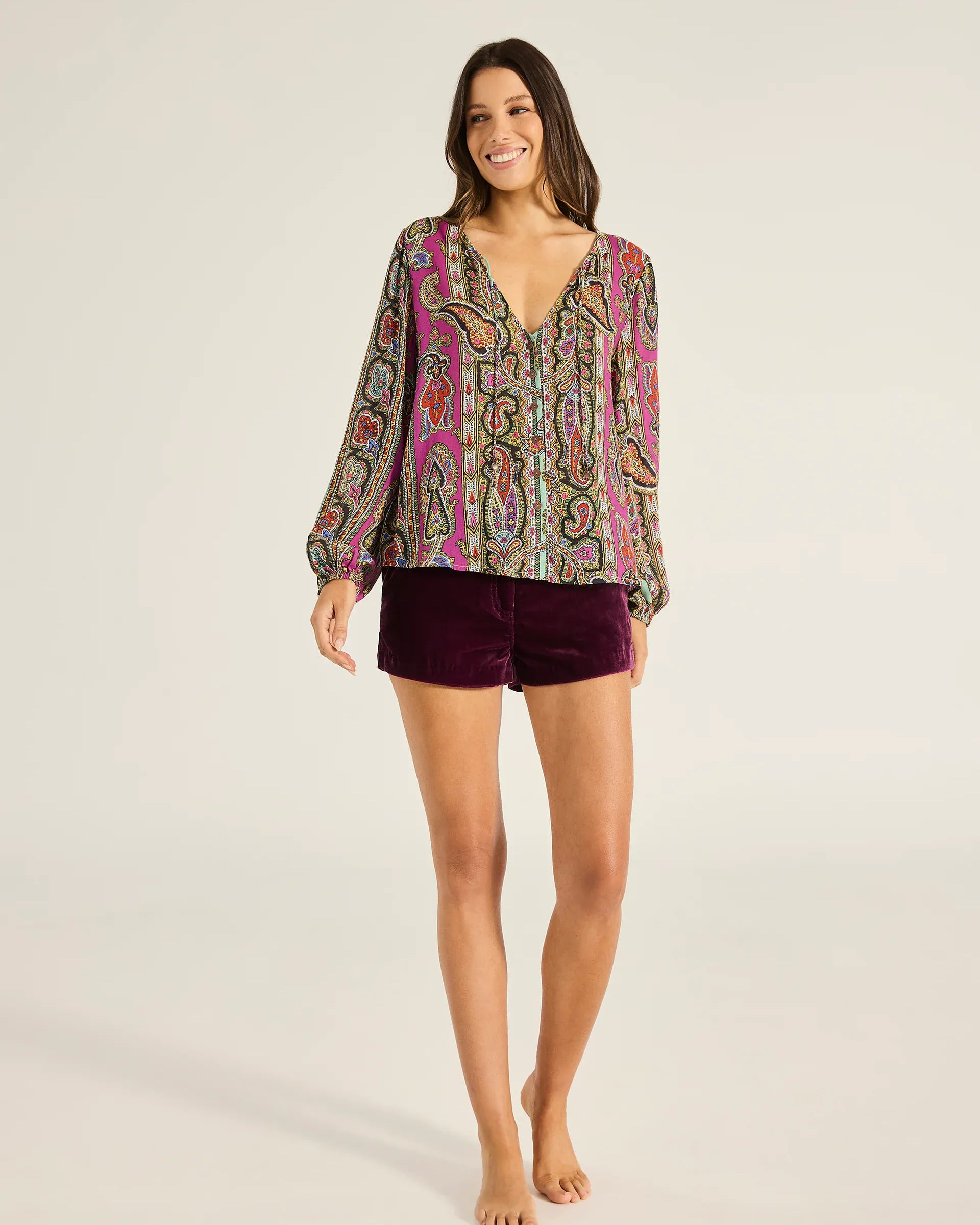 Tigerlily Tigerlily Caya Haveli Shirt - Magenta Tigerlily Caya Haveli Shirt - Magenta Splash Swimwear Shirts