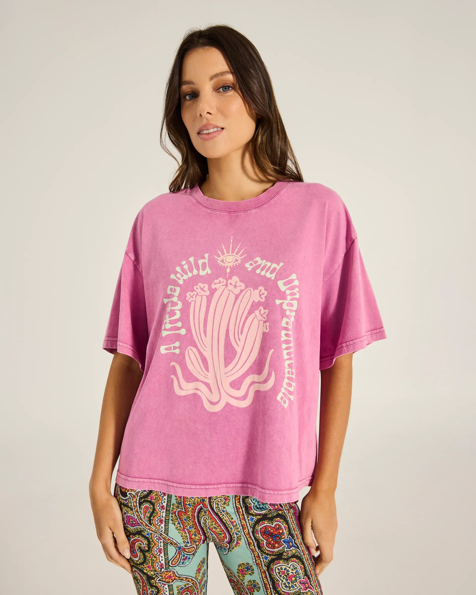 Tigerlily Tigerlily Caya Wild Child Boxy Tee - Magenta Tigerlily Caya Wild Child Boxy Tee - Magenta Splash Swimwear Shirts