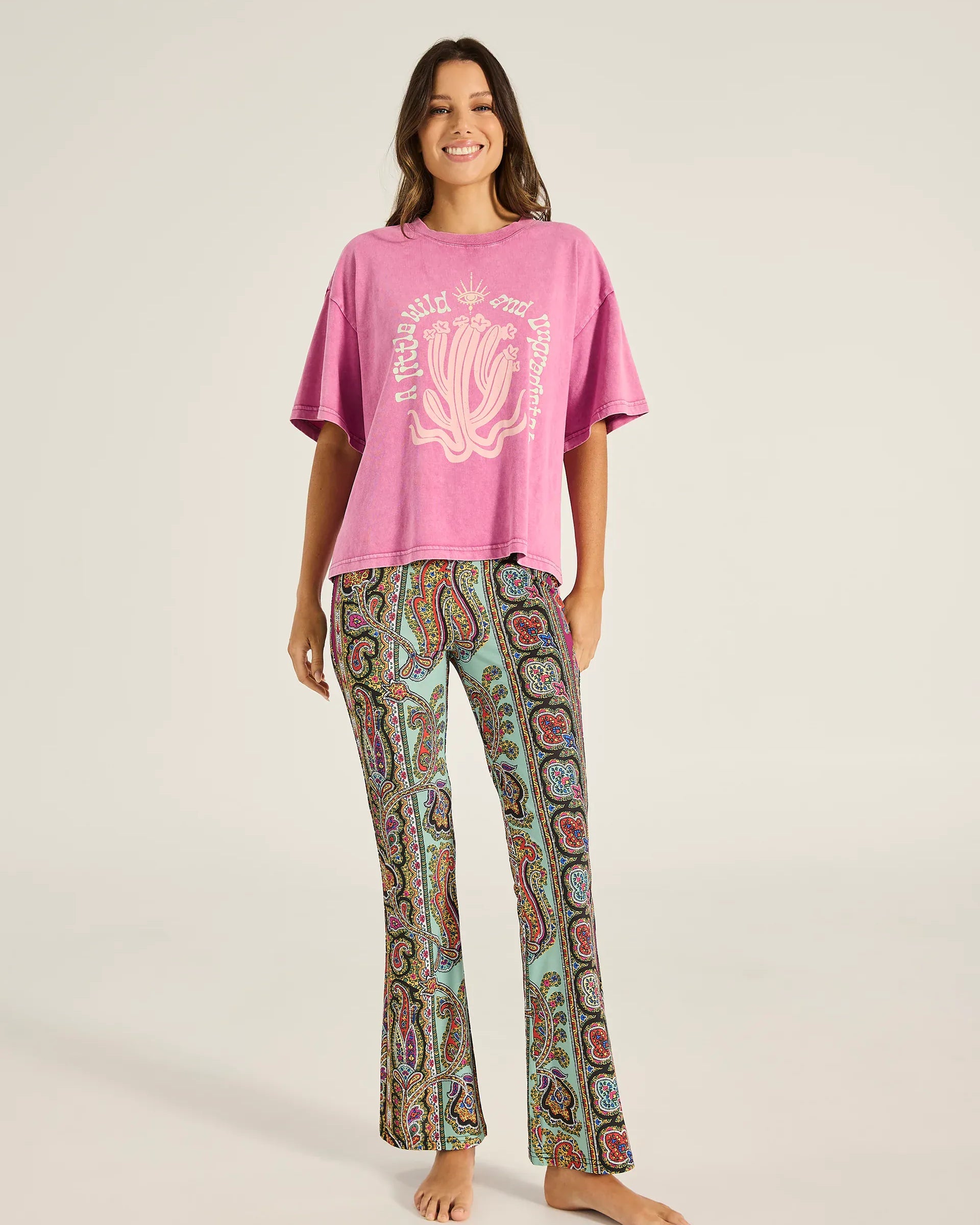 Tigerlily Tigerlily Caya Wild Child Boxy Tee - Magenta Tigerlily Caya Wild Child Boxy Tee - Magenta Splash Swimwear Shirts