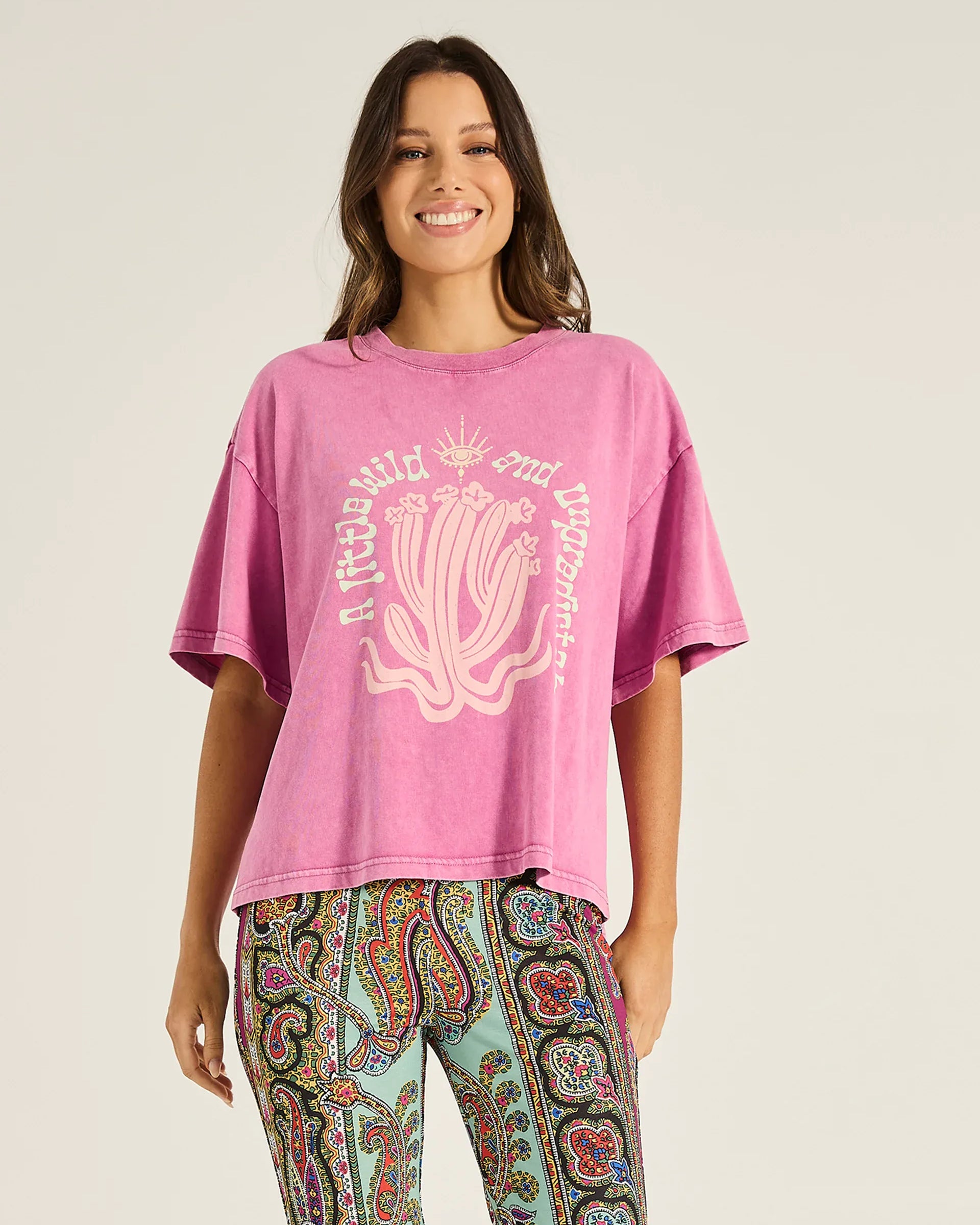 Tigerlily Tigerlily Caya Wild Child Boxy Tee - Magenta Tigerlily Caya Wild Child Boxy Tee - Magenta Splash Swimwear Shirts