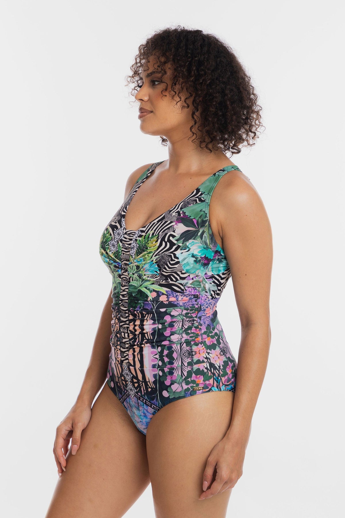TOGS Togs Gaia V Neck Ruched One Piece Togs Gaia V Neck Ruched One Piece Splash Swimwear One Piece