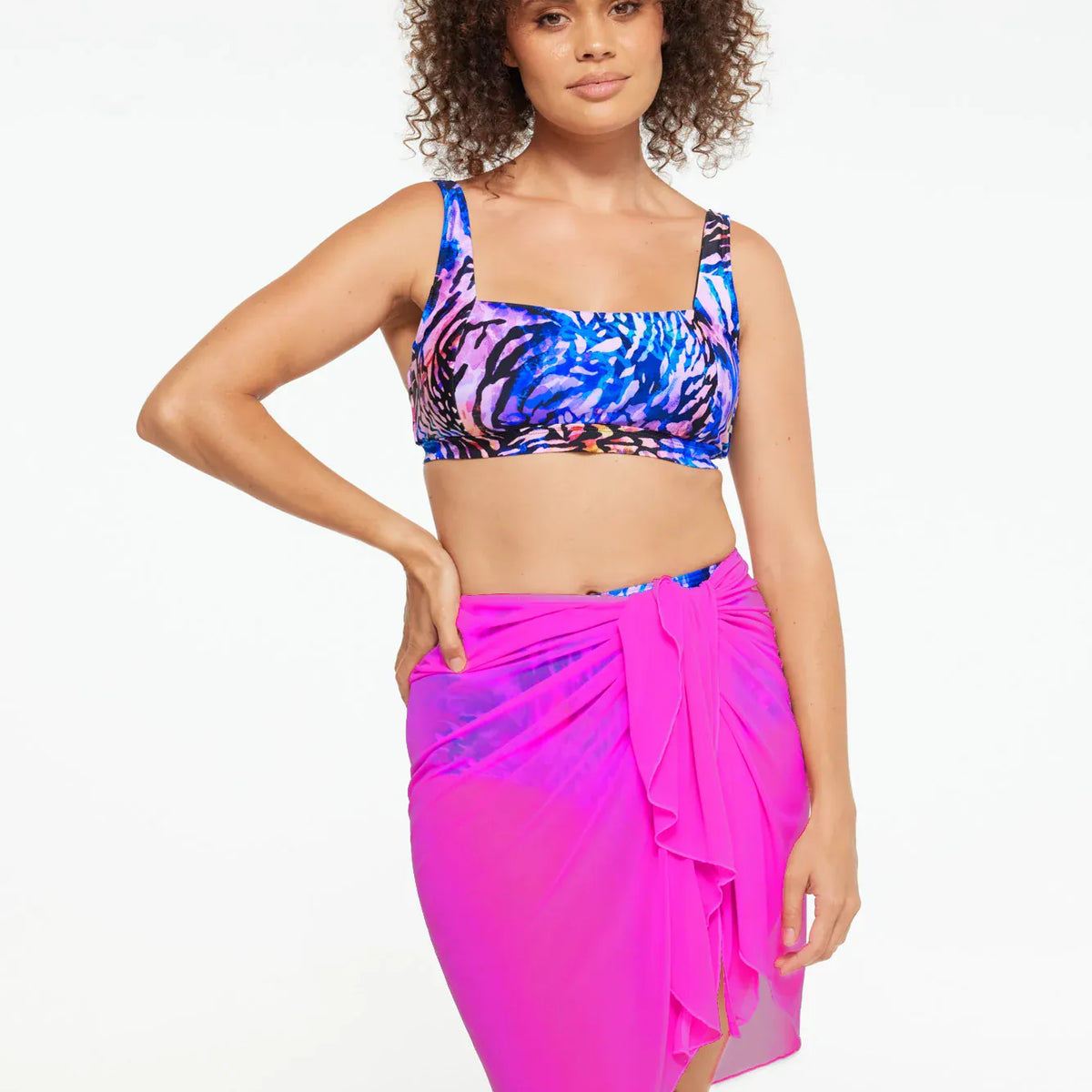 TOGS Togs Mesh Sarong Pareo SH13FO Togs Mesh Sarong Pareo Splash Swimwear Sarongs Hot Pink / OS 9350253009963