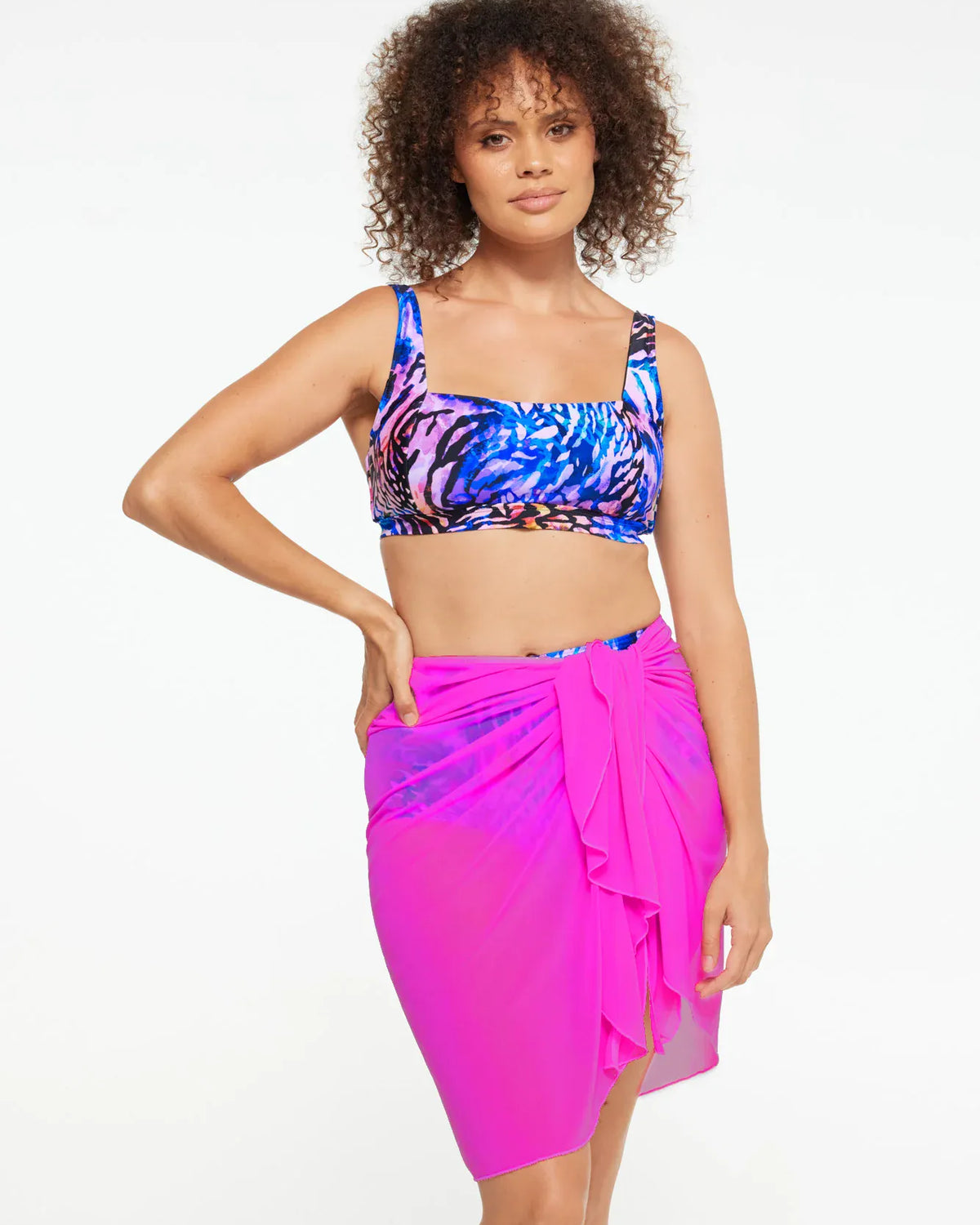 TOGS Togs Mesh Sarong Pareo SH13FO Togs Mesh Sarong Pareo Splash Swimwear Sarongs Hot Pink / OS 9350253009963