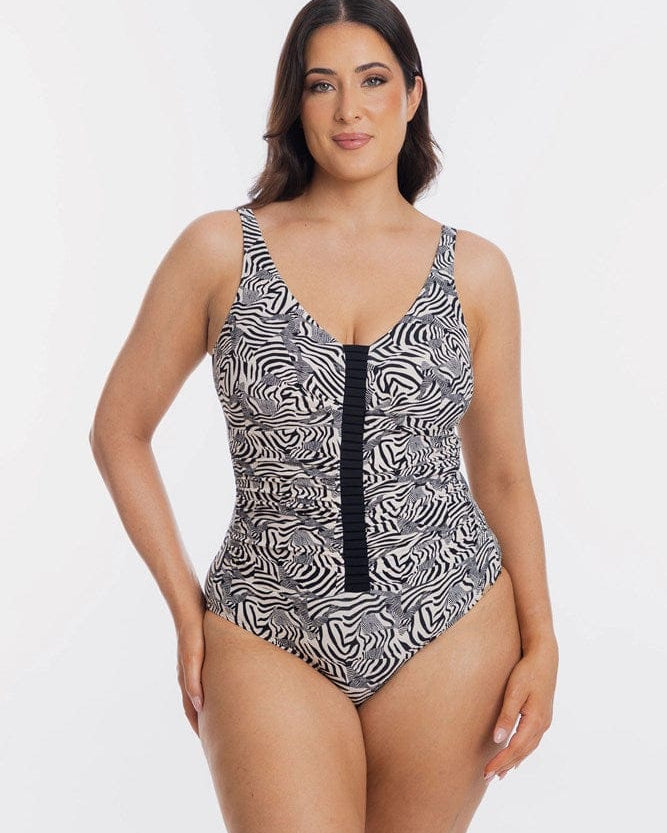 TOGS Togs Zurich V Neck Ruched One Piece Togs Zurich V Neck Ruched One Piece Splash Swimwear One Piece