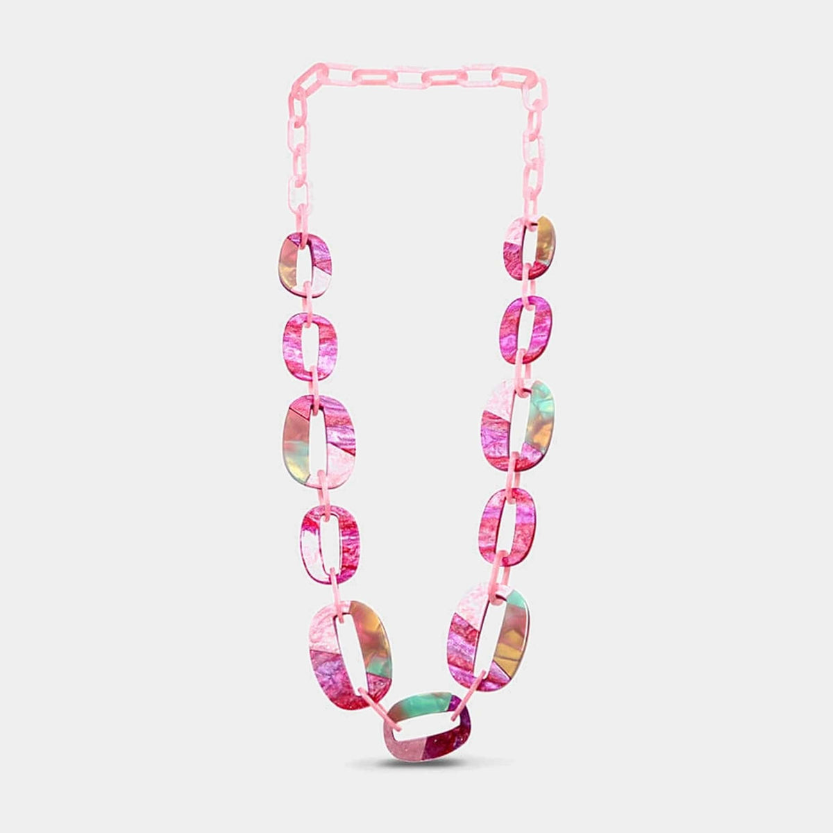 Glamarize NF75P Resin Oval Links Chain Necklace 100 cm - Purple Tonal