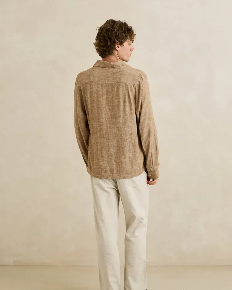 Vacay Swimwear Rhythm Classic Linen Long Sleeved Shirt - Coffee Rhythm Classic Linen Long Sleeved Shirt - Coffee Splash Swimwear Mens Shirt