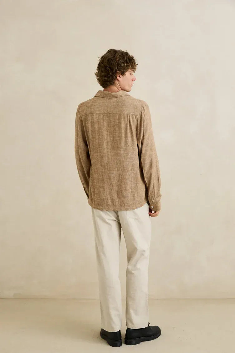 Vacay Swimwear Rhythm Classic Linen Long Sleeved Shirt - Coffee Rhythm Classic Linen Long Sleeved Shirt - Coffee Splash Swimwear Mens Shirt