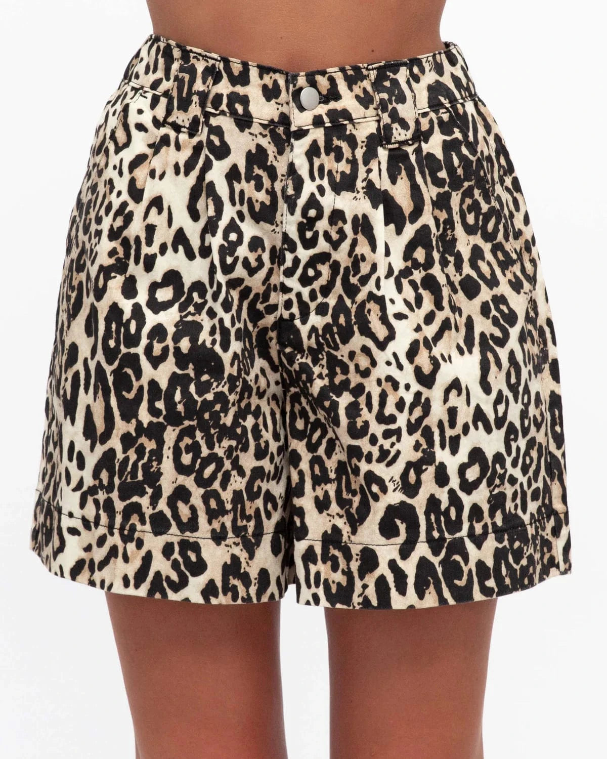 White Closet Label of Love Cream Leopard High Waist Shorts Label of Love Cream Leopard High Waist Shorts Splash Swimwear Womens Shorts