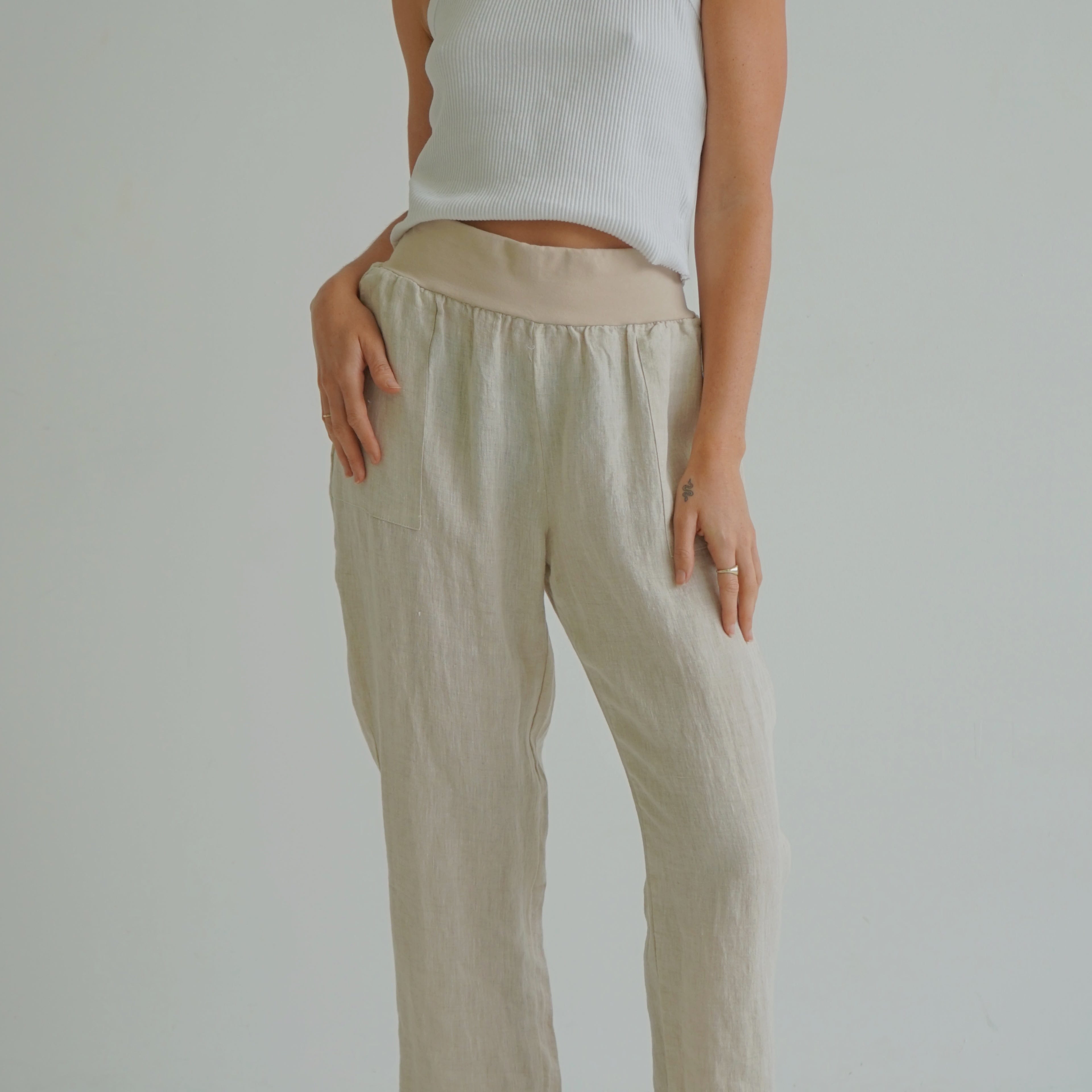 Worthier The Label Sybil Linen Pants WY-7078 Sybil Linen Pants Splash Swimwear Beige / S/M 1000022883