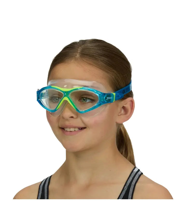 Zoggs Zoggs Super Seal Junior Mask - 6-14yrs - Light Blue/Yellow Clear Lens 461346 Zoggs Phantom Junior Mask Splash Swimwear Goggles 194151221817