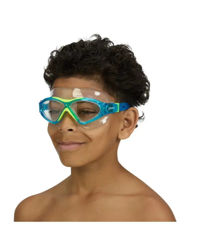 Zoggs Zoggs Super Seal Junior Mask - 6-14yrs - Light Blue/Yellow Clear Lens 461346 Zoggs Phantom Junior Mask Splash Swimwear Goggles 194151221817