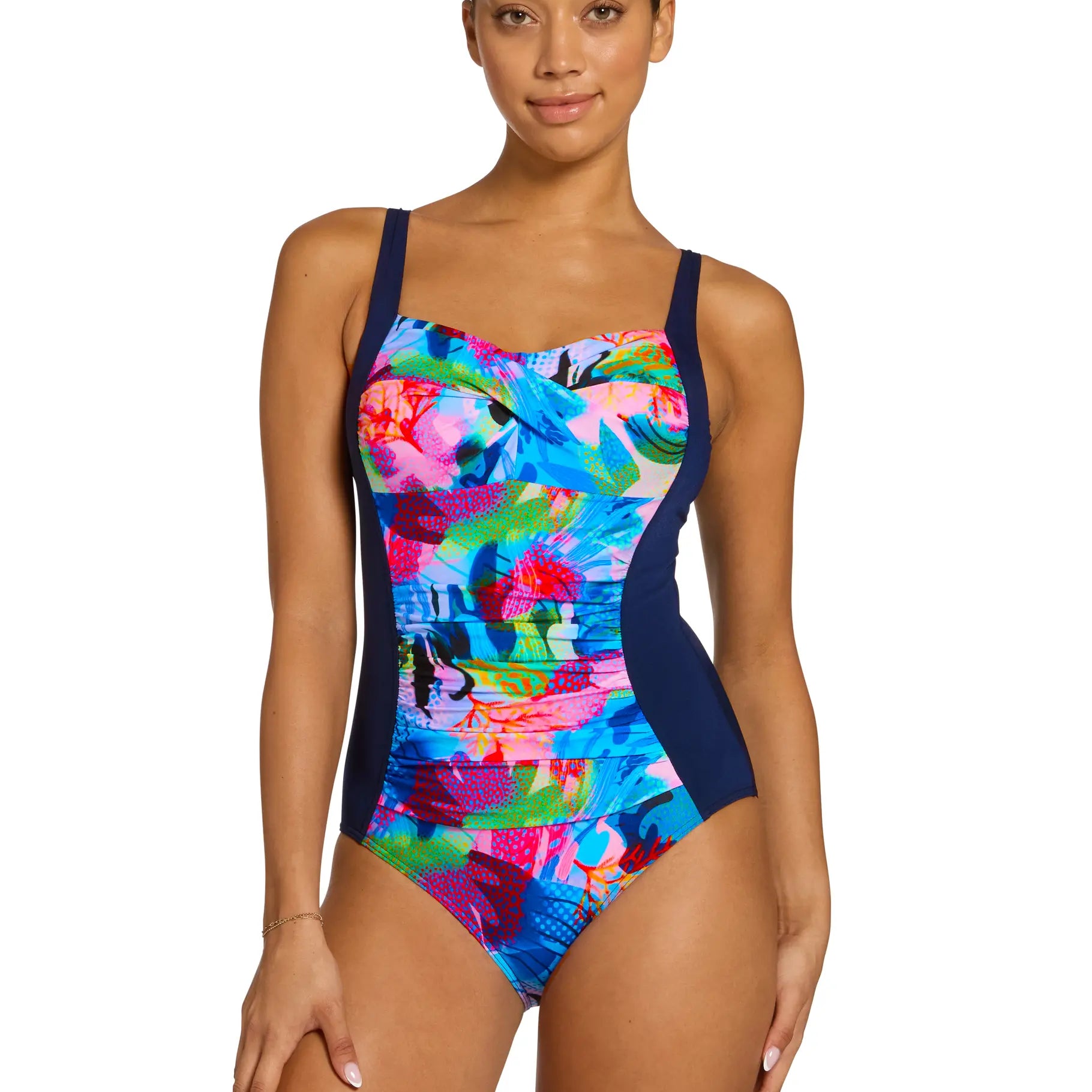 Zoggs Zoggs Womens Ruched Front One Piece 462355-ATLA-10 Zoggs Womens Ruched Front One Piece Splash Swimwear One Pieces Atlantis / AU10/US6 194151228229