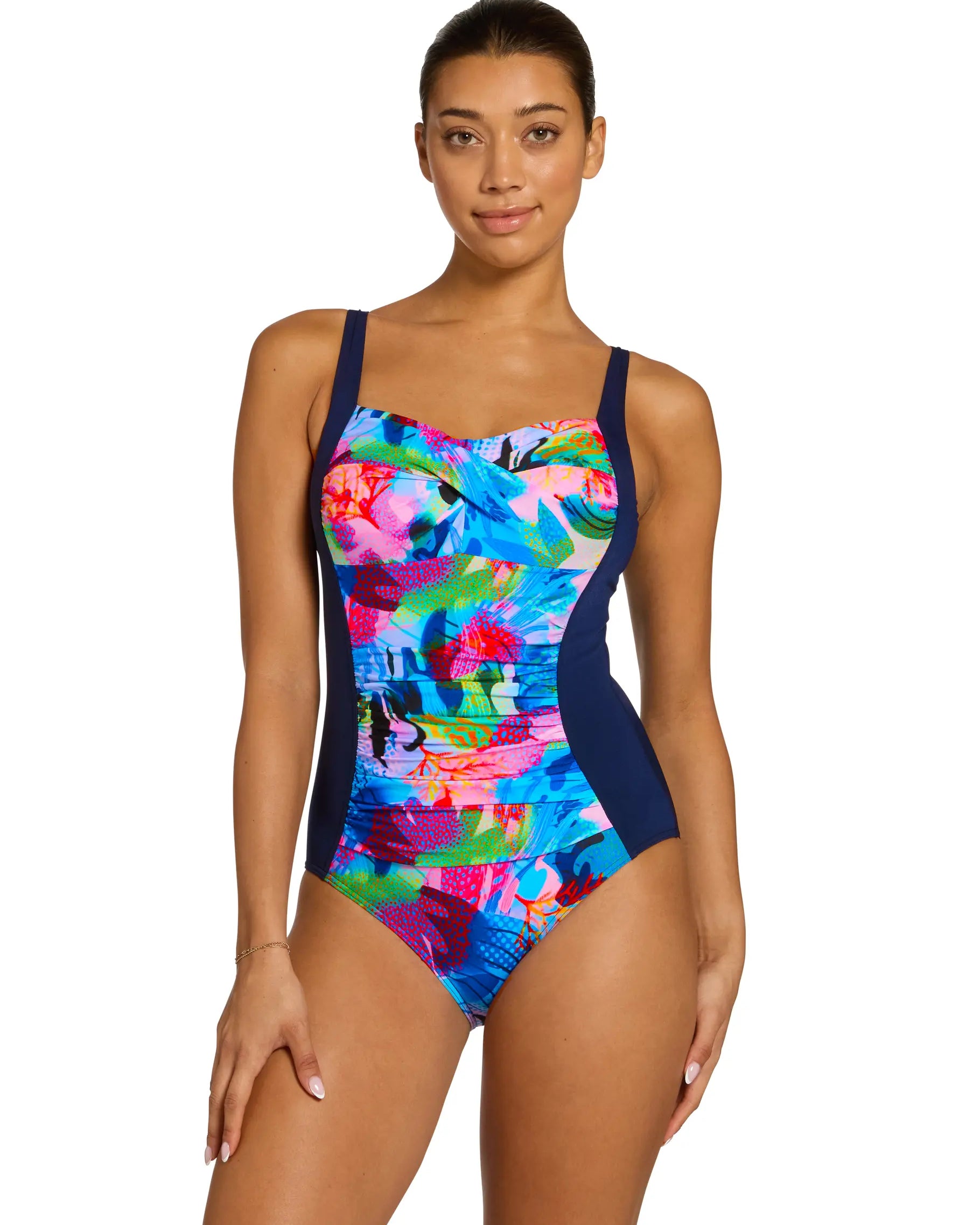 Zoggs Zoggs Womens Ruched Front One Piece 462355-ATLA-10 Zoggs Womens Ruched Front One Piece Splash Swimwear One Pieces Atlantis / AU10/US6 194151228229