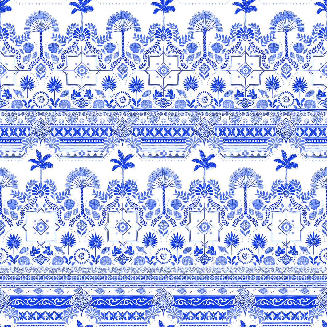 Zahlia Long Kimono Mediterranean - Blue & White - Possi the Label - Splash Swimwear  - Dec22, Kaftans and Cover-Ups, Kimono, possi the label - Splash Swimwear 
