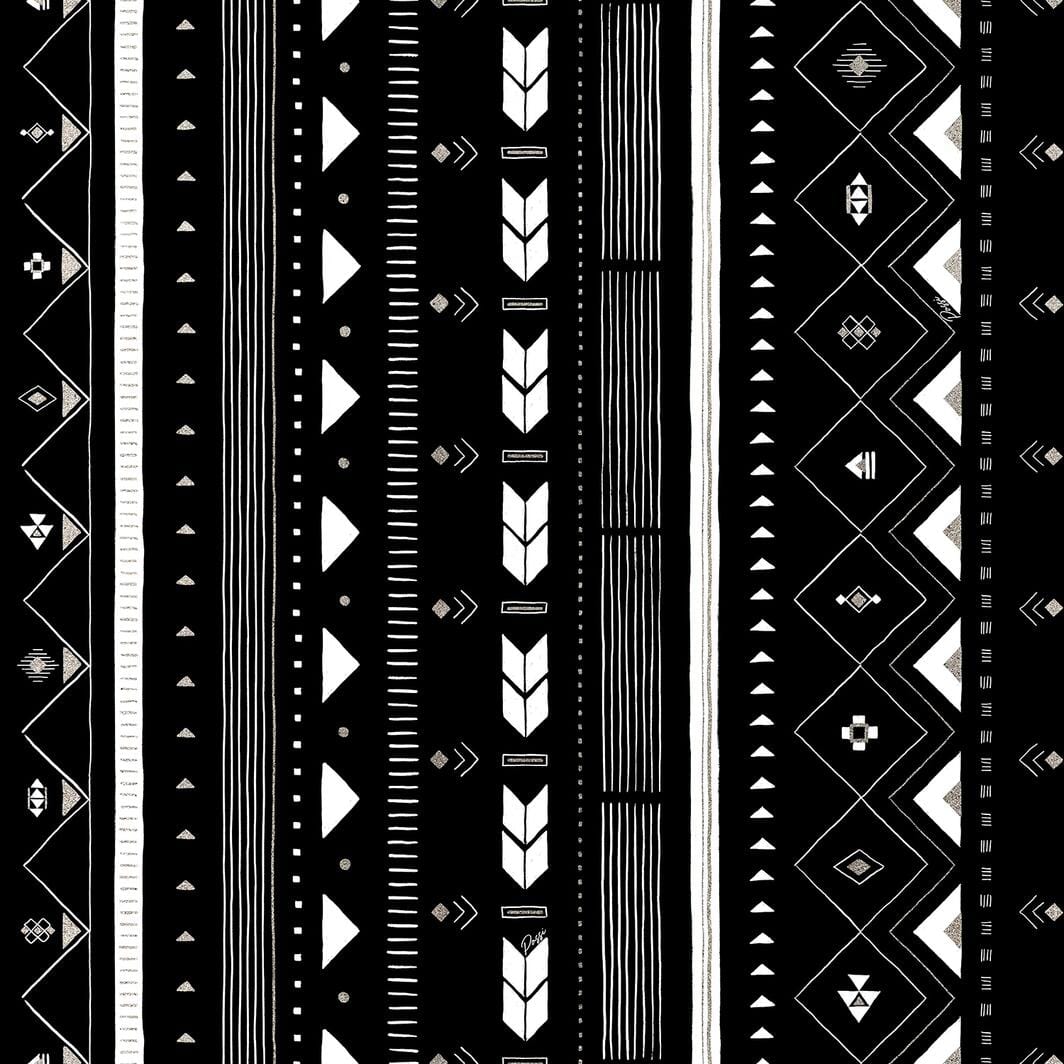 Zahlia Long Kimono Tribal - Black & Silver - Possi the Label - Splash Swimwear  - Dec22, Kaftans and Cover-Ups, Kimono, possi the label - Splash Swimwear 