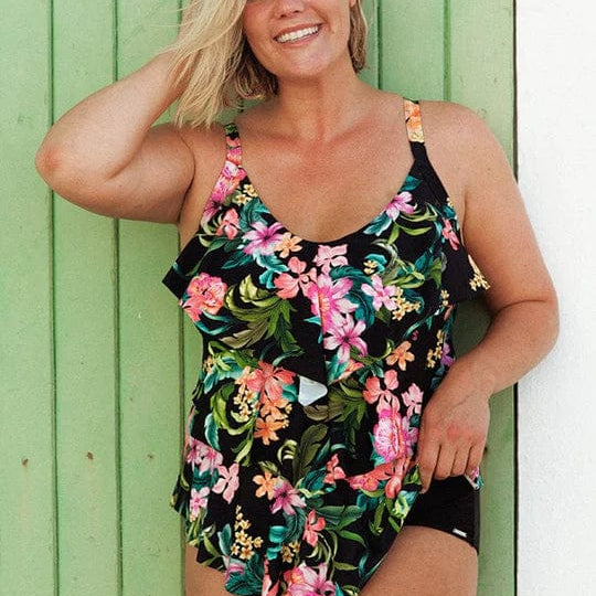 Capriosca Bora Bora 3 Tier Tankini Top CBB9709 Splash Swimwear Swim Dress, Tankini & One Piece 12 / Black 9351571061084