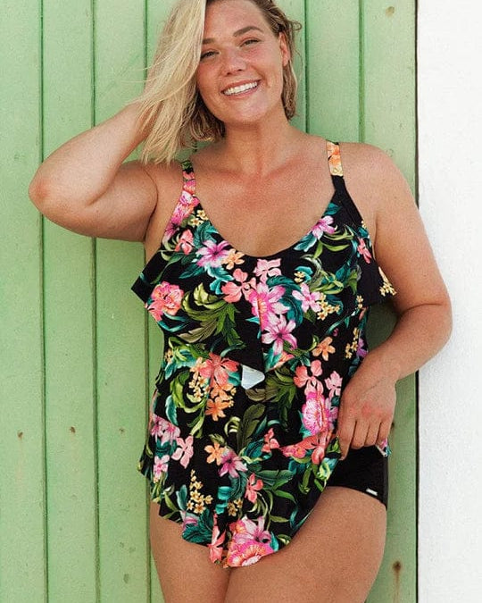 Capriosca Bora Bora 3 Tier Tankini Top CBB9709 Splash Swimwear Swim Dress, Tankini & One Piece 12 / Black 9351571061084