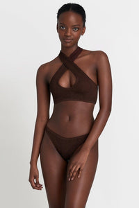 Carmen Crop - Chocolate - Bond Eye - Splash Swimwear  - Bikini Tops, bound, Jan21, new swim, women swimwear - Splash Swimwear 