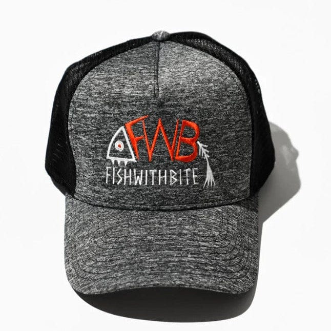 Fish With Bite 'FWB Logo' Cap with Mesh Back | Dark Grey Melange FWBCM-101 Splash Swimwear Mens Accessories Mesh Back/ Dark Grey Melange / O/S 1000015200