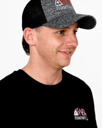 Fish With Bite 'FWB Logo' Cap with Mesh Back | Dark Grey Melange FWBCM-101 Splash Swimwear Mens Accessories Mesh Back/ Dark Grey Melange / O/S 1000015200