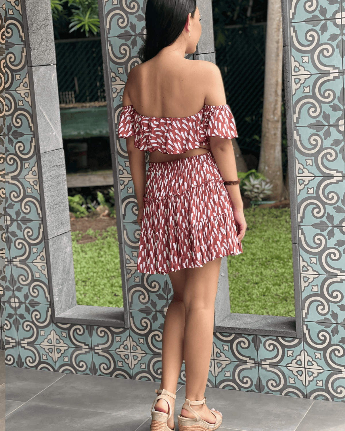 Mosey Antonia Skirt - Drizzling Dusty Pink Splash Swimwear Skirts