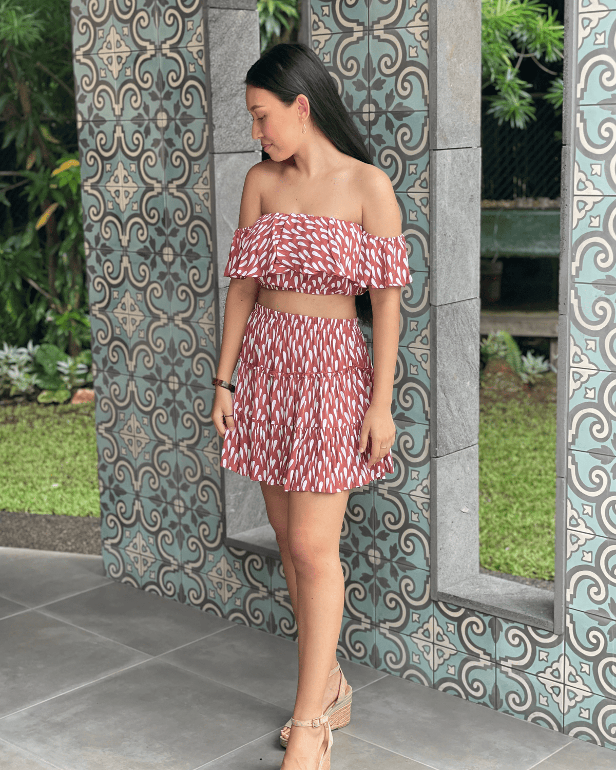 Mosey Antonia Skirt - Drizzling Dusty Pink Splash Swimwear Skirts