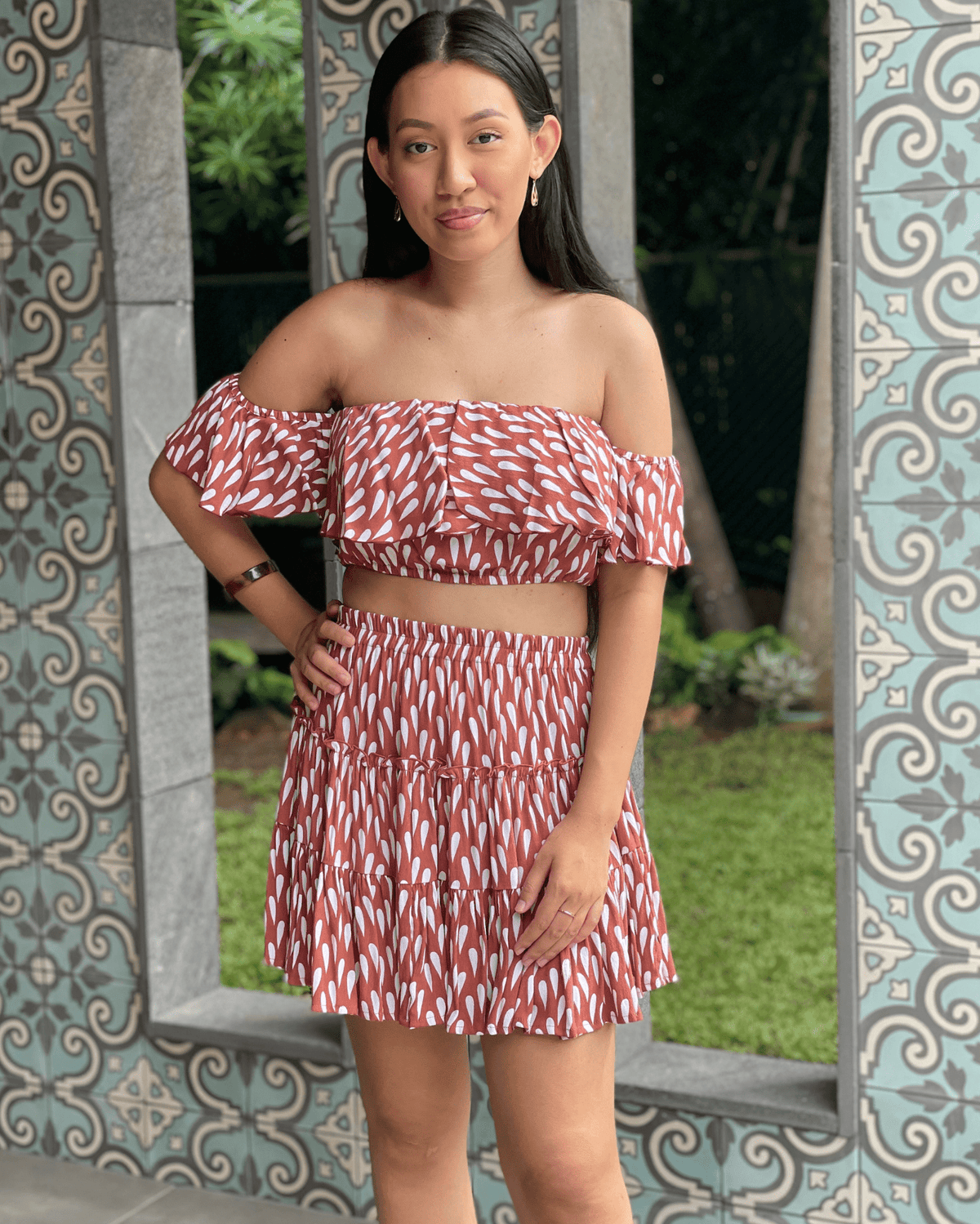Mosey Antonia Skirt - Drizzling Dusty Pink Splash Swimwear Skirts