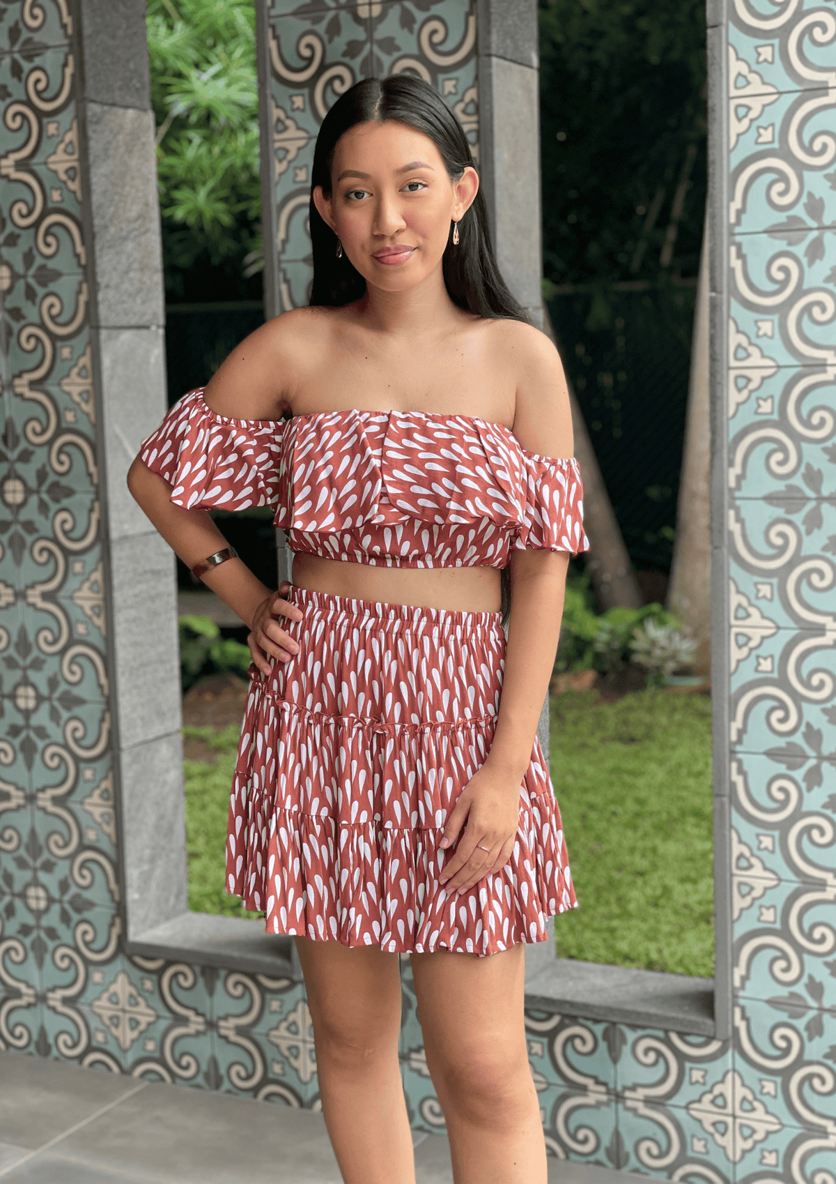 Mosey Antonia Skirt - Drizzling Dusty Pink Splash Swimwear Skirts