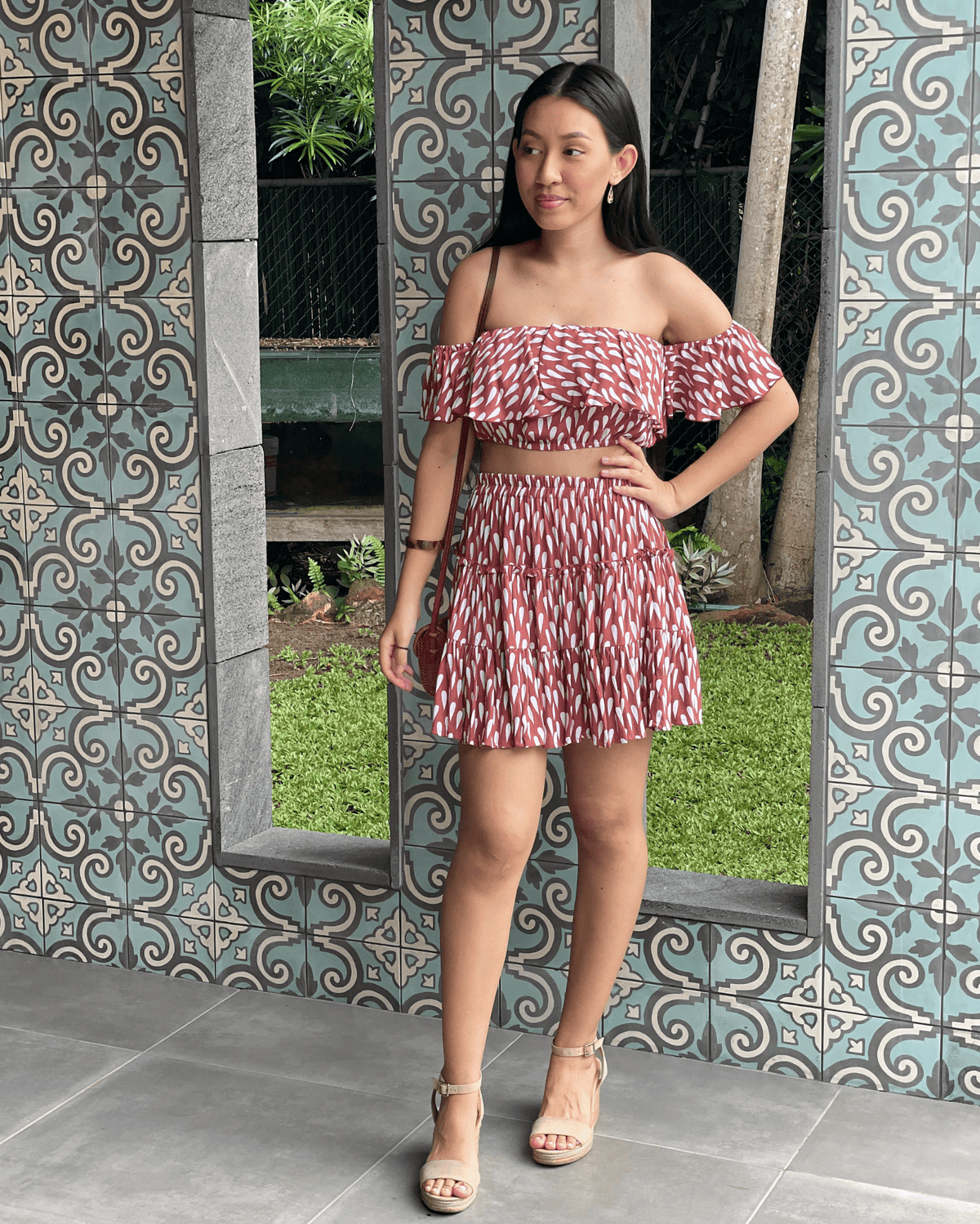 Mosey Antonia Skirt - Drizzling Dusty Pink Splash Swimwear Skirts