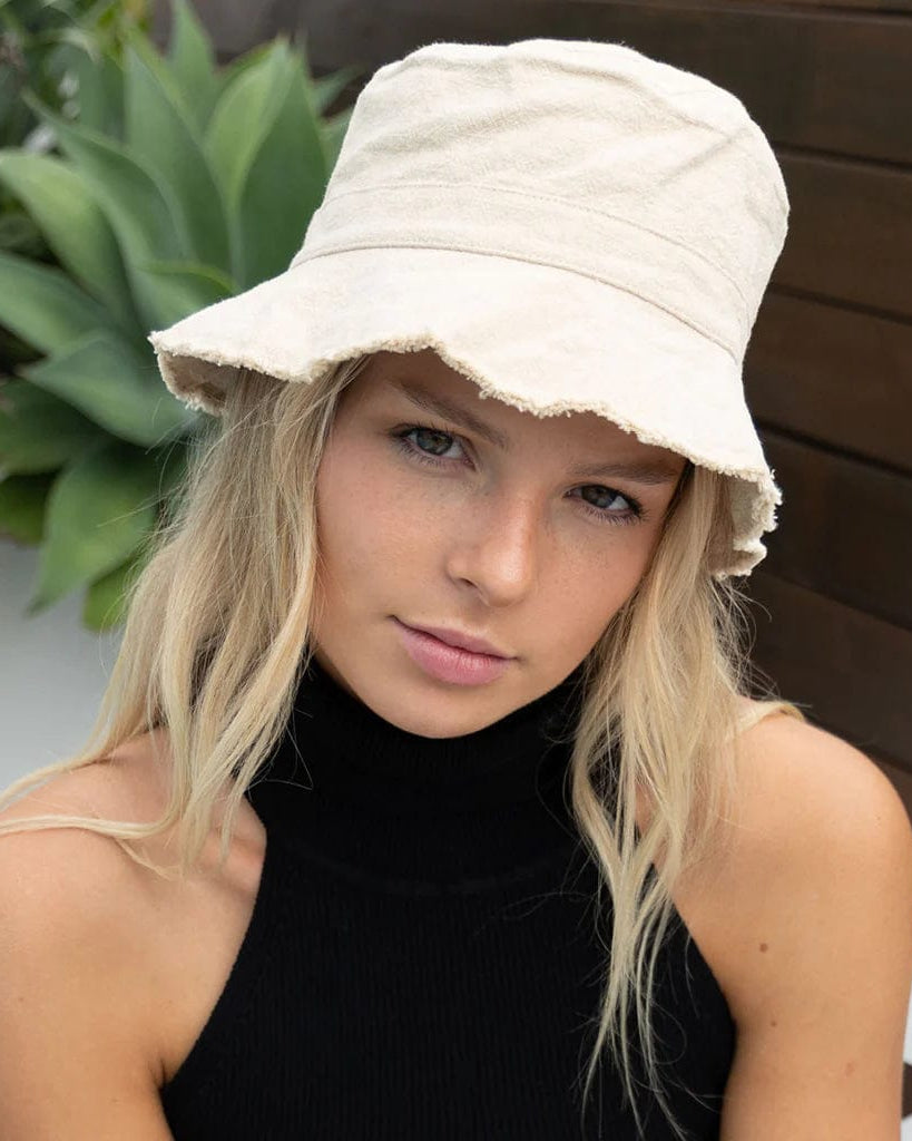 Rigon Headwear Ava Linen Bucket Hat RL826 Splash Swimwear Hats Beige* 9328897023676