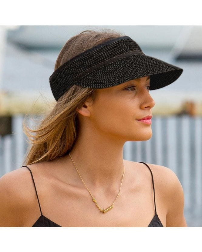 Rigon Headwear Before Dark Cosmopolitan Visor Hat BD156 Splash Swimwear Hats Black / M/L 9328897019518