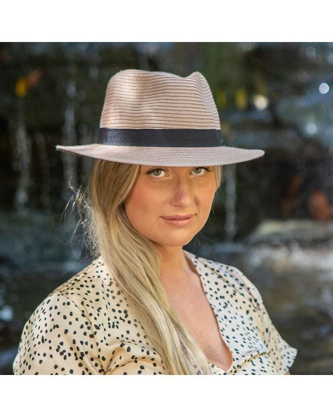 Rigon Headwear Before Dark Pana-mate Fedora Hat BD459 Splash Swimwear Hats Taupe / M/L (58cm) 3381997040833